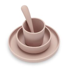 Kinder Geschirrset Silikon Pale Pink (4pcs)