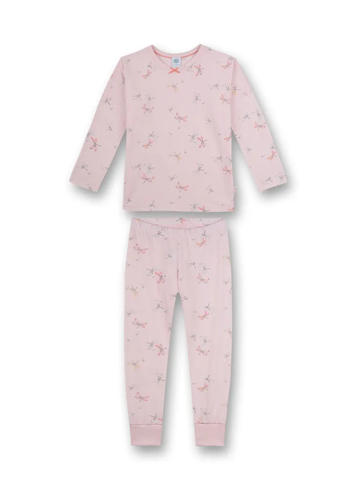 Pyjama long, allover, 100% Baumwolle (Bio) rose